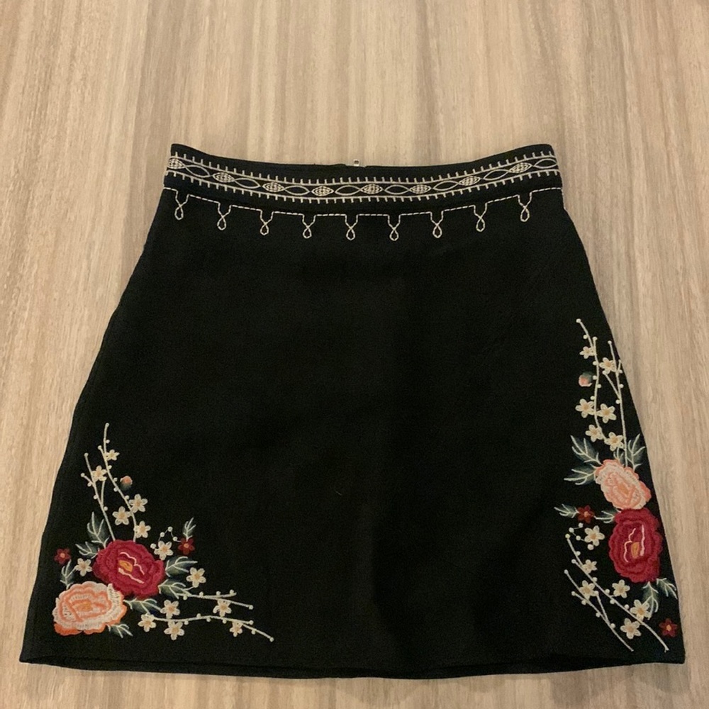 THML Black Embroidered Mini Skirt!